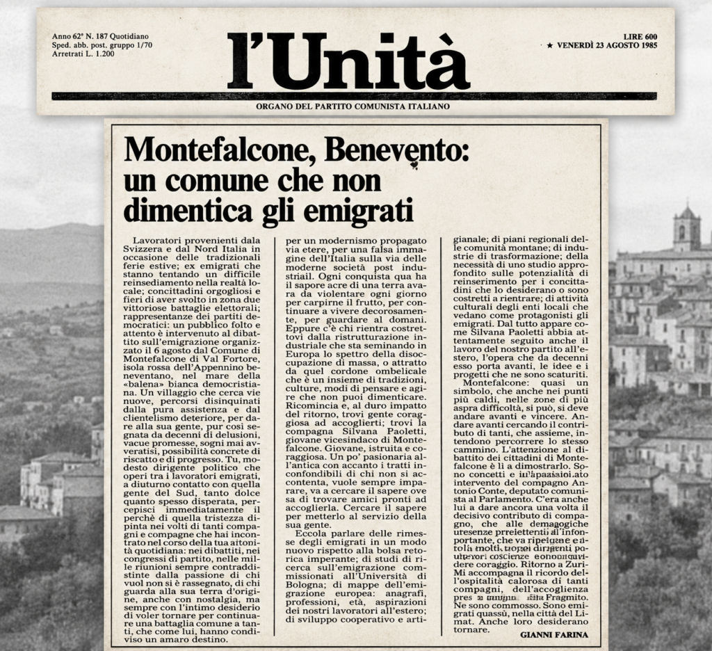 Montefalcone, Benevento: un comune che non dimentica gli emigrati